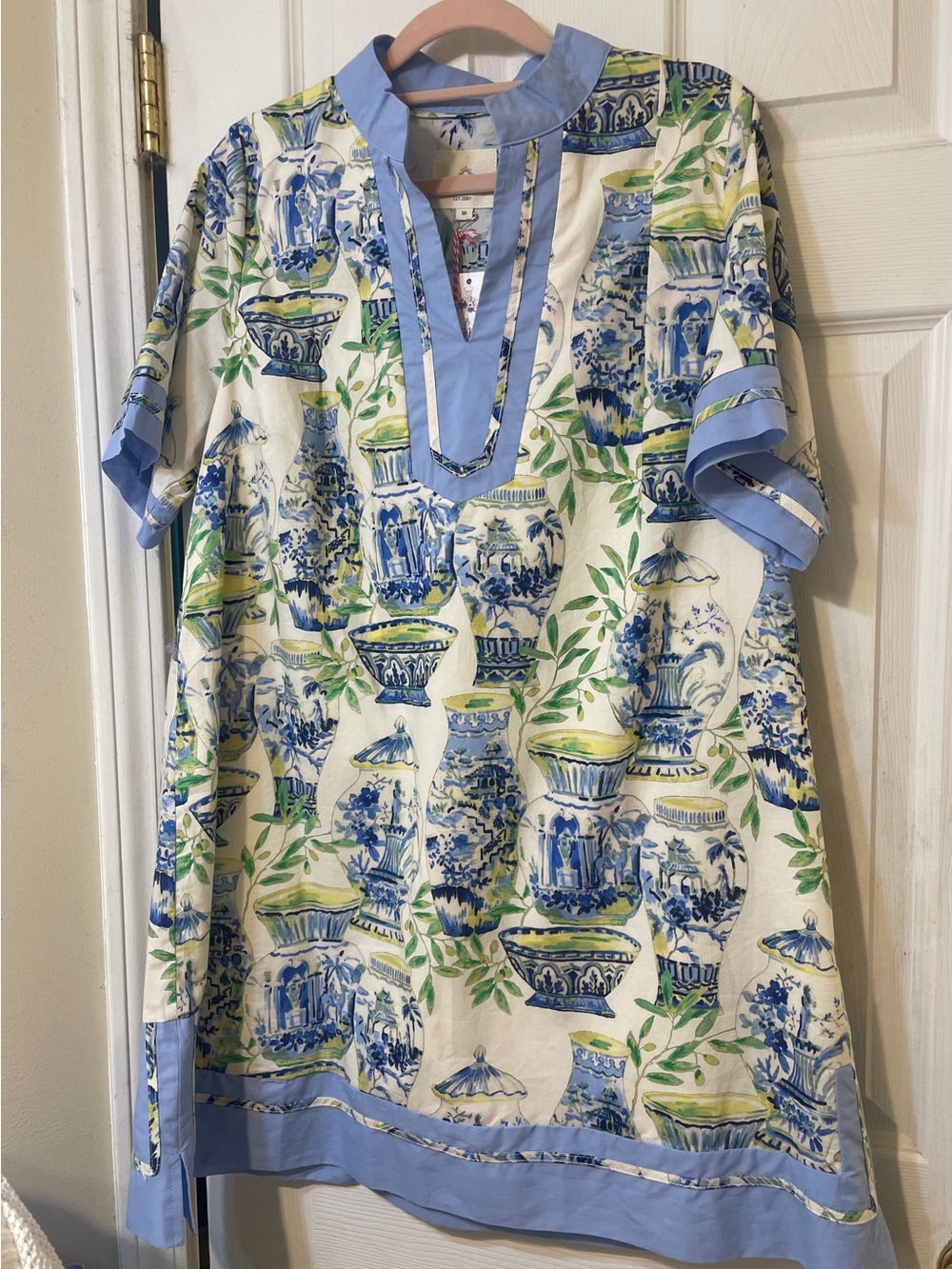 Blue & White Porcelain Chinoiserie Print Dress